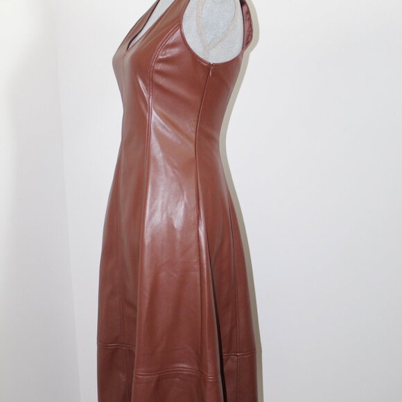 NWT Paige FIORELLA DRESS PETITE FRENCH PRESS Faux Leather - Picture 5 of 10